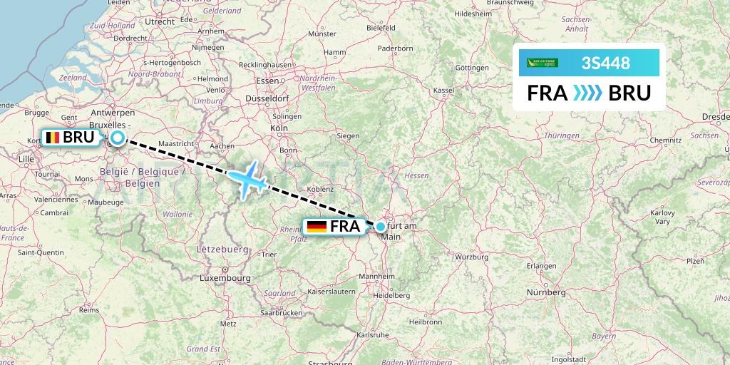 3S448 Air Antilles Express Flight Map: Frankfurt to Brussels