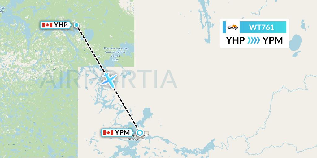 WT761 Swiftair Flight Map: Poplar Hill to Pikangikum
