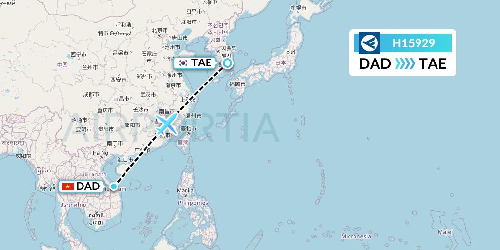 H15929 Hahn Air Systems Flight Map: Da Nang to Daegu