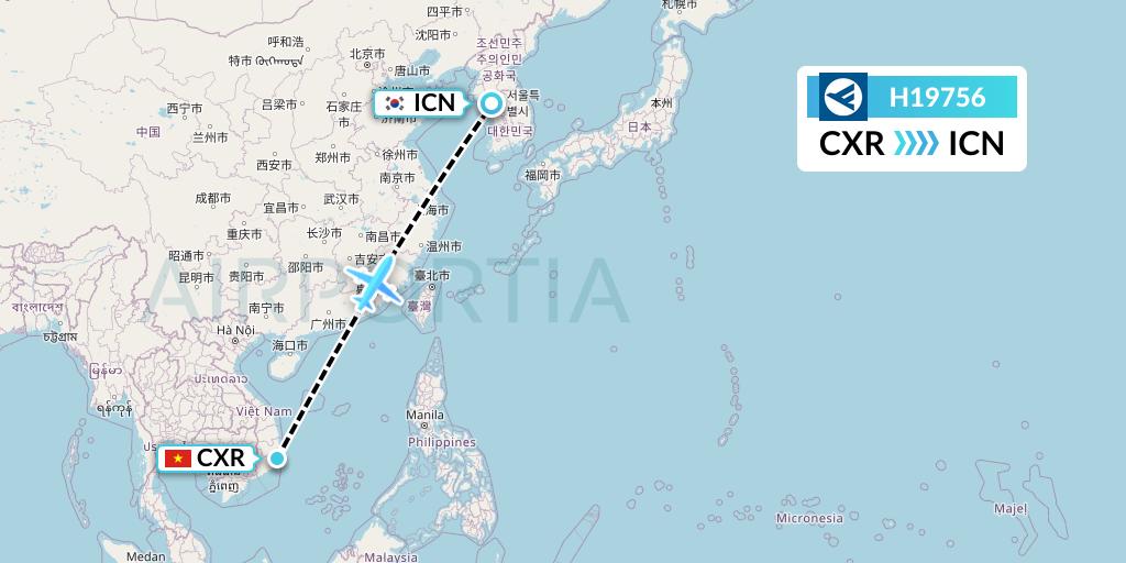 H19756 Hahn Air Systems Flight Map: Nha Trang to Seoul