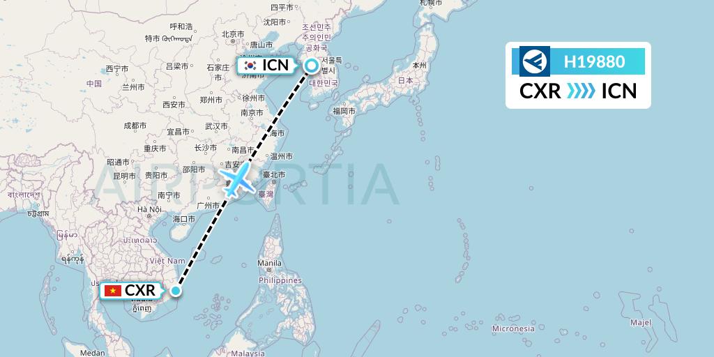 H19880 Hahn Air Systems Flight Map: Nha Trang to Seoul