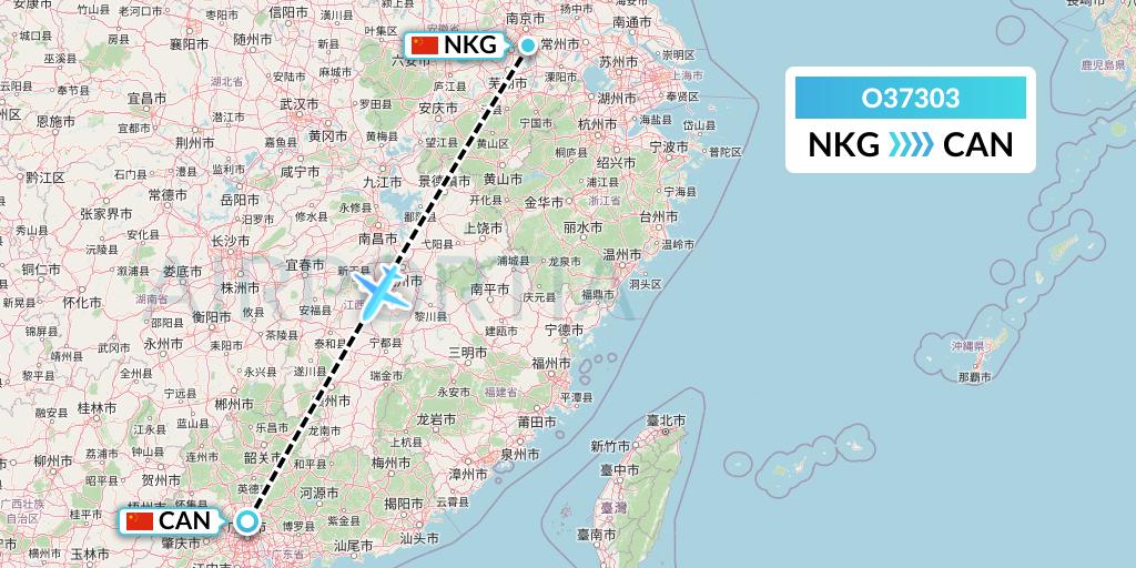 O37303 SF Airlines Flight Map: Nanjing to Guangzhou