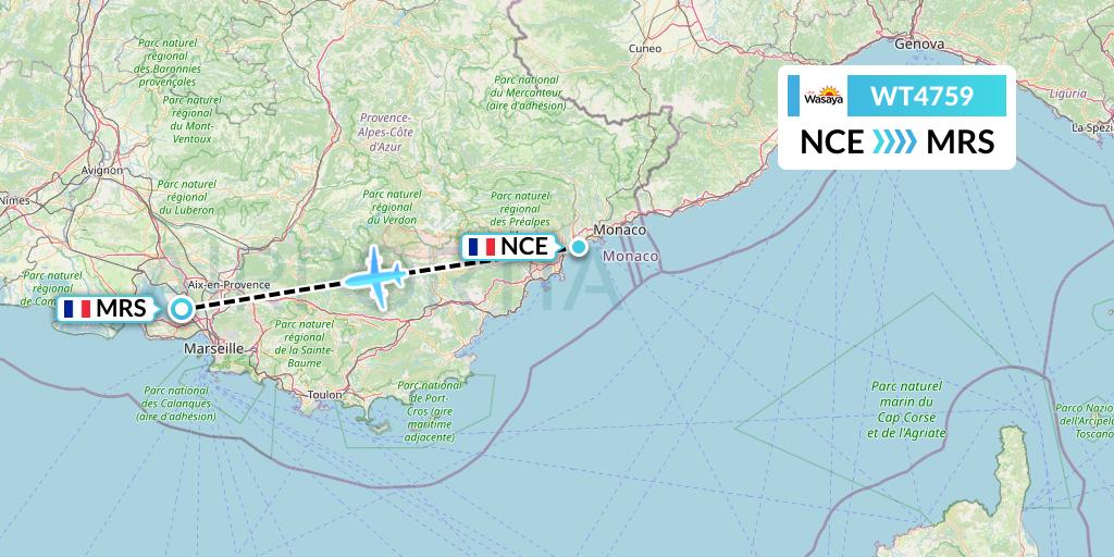 WT4759 Swiftair Flight Map: Nice to Marseille