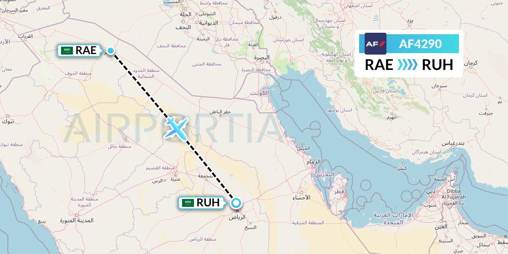 AF4290 Air France Flight Map: Arar to Riyadh