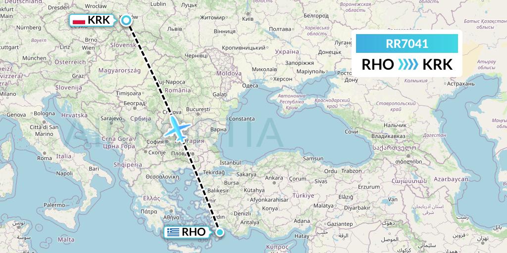 RR7041 Royal Air Force Flight Map: Rhodes to Krakow