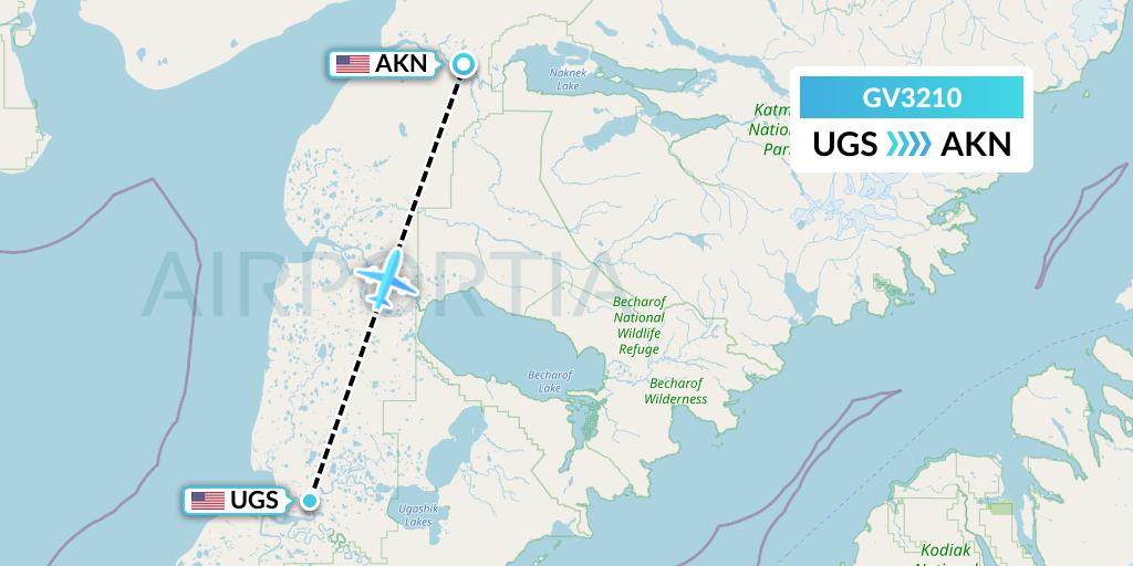 GV3210 Grant Aviation Flight Map: Ugashik to King Salmon