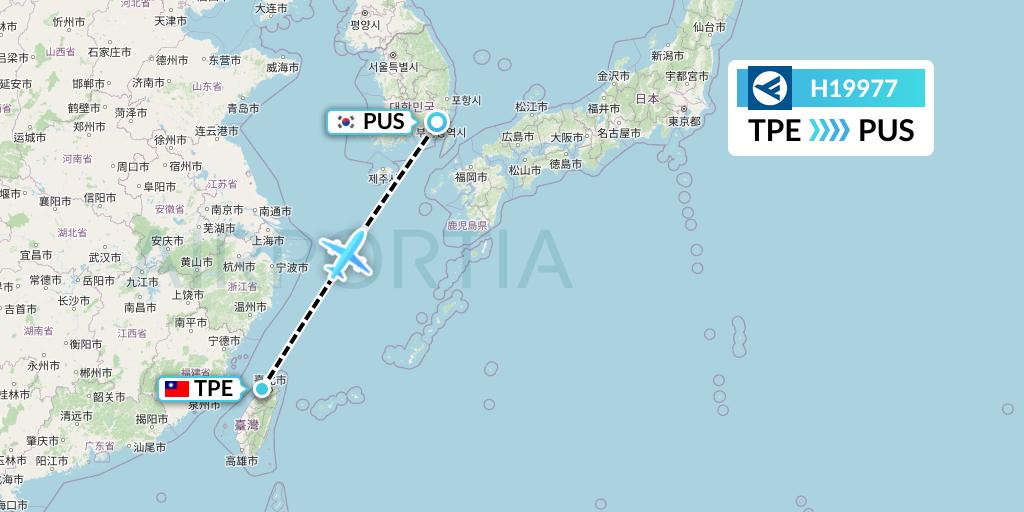 H19977 Hahn Air Systems Flight Map: Taipei to Busan
