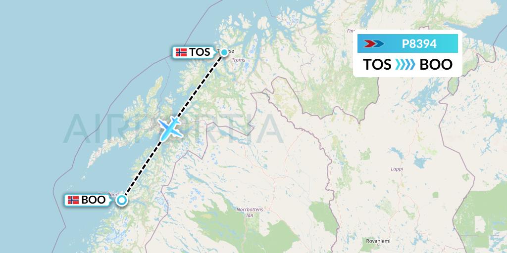 P8394 Sprint Air Flight Map: Tromso to Bodo