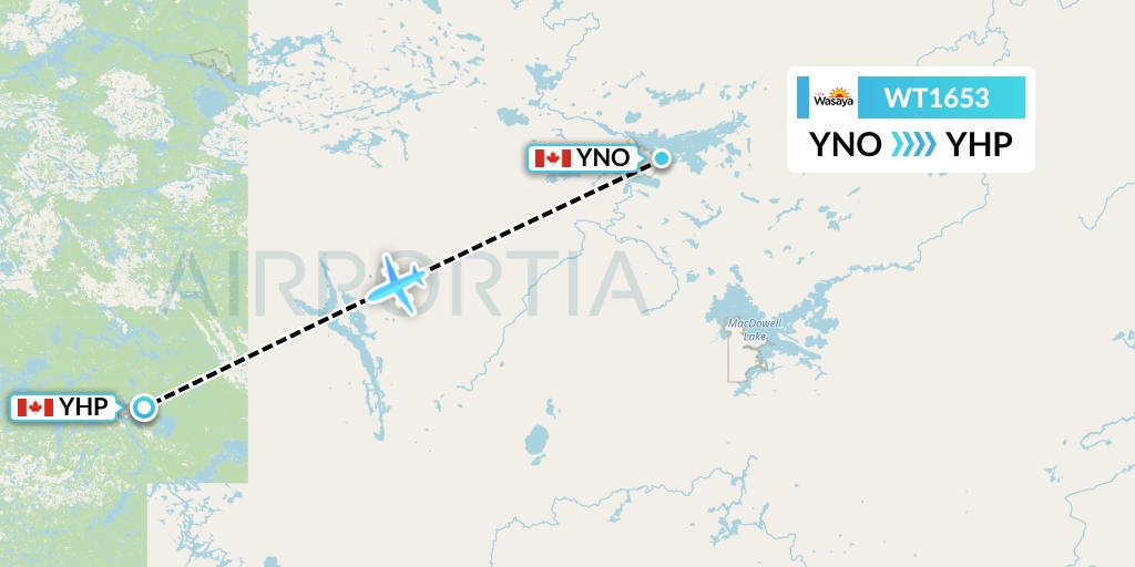 WT1653 Swiftair Flight Map: North Spirit Lake to Poplar Hill