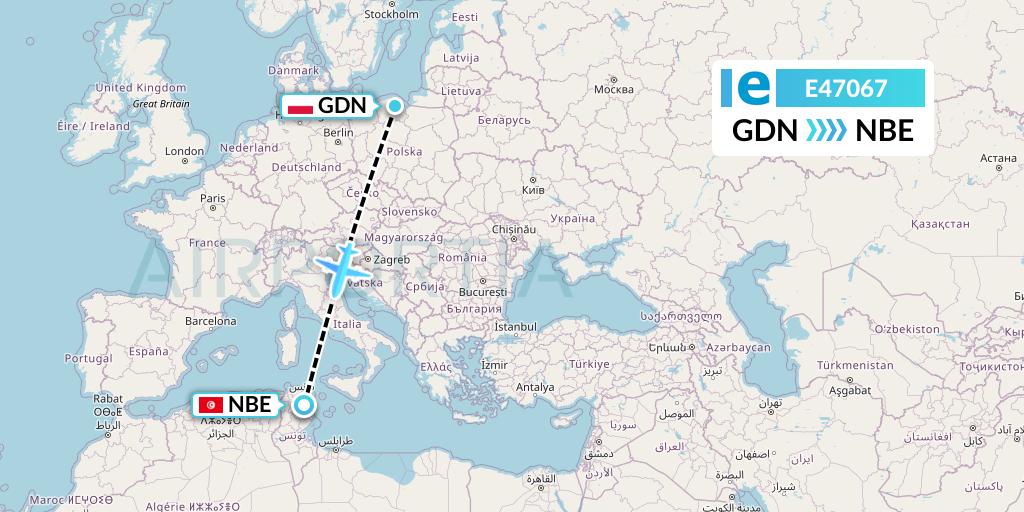 E47067 Estelar Latinoamerica C.A. Flight Map: Gdansk to Enfidha