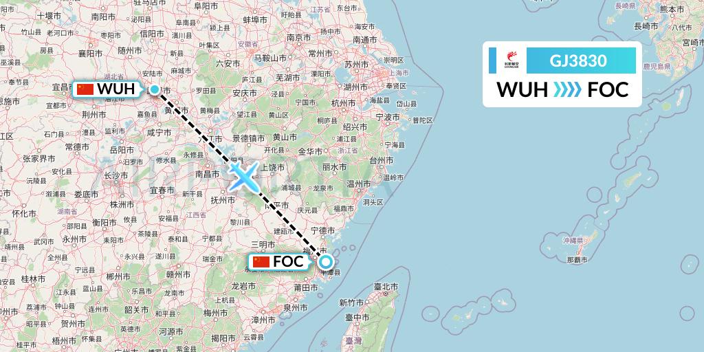 GJ3830 Loong Airlines Flight Map: Wuhan to Fuzhou