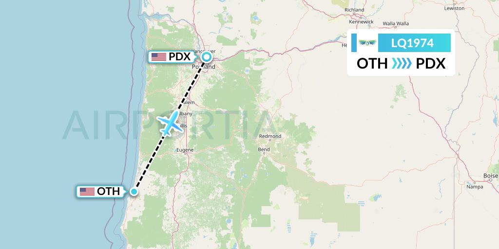LQ1974 Lanmei Airlines Flight Map: North Bend to Portland