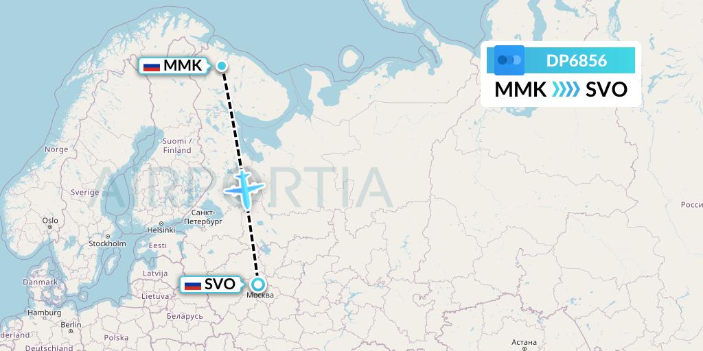 DP6856 Pobeda Flight Map: Murmansk to Moscow