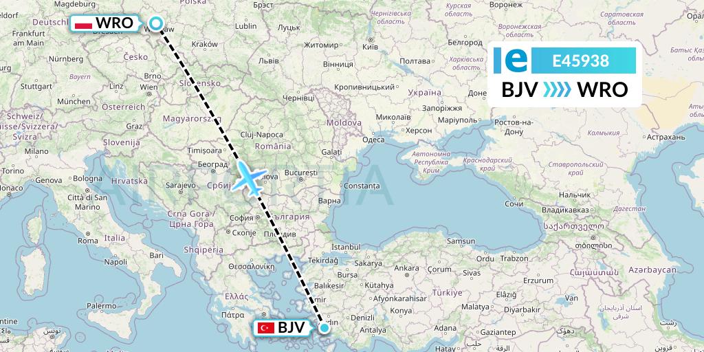 E45938 Estelar Latinoamerica C.A. Flight Map: Bodrum to Wroclaw