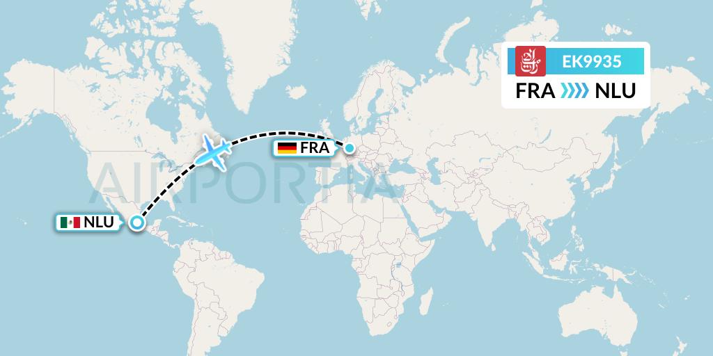 EK9935 Emirates Flight Map: Frankfurt to Reyes Acozac