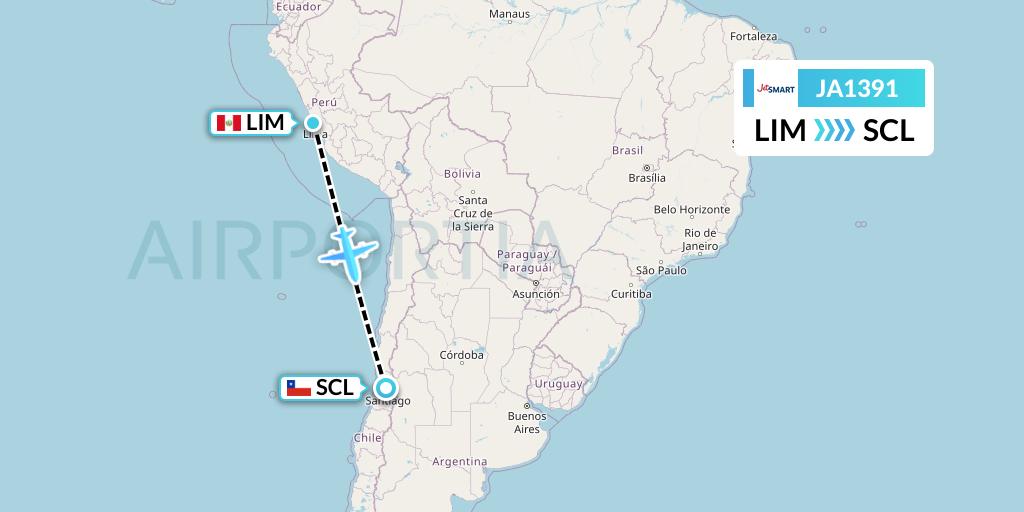 JA1391 JetSMART Flight Map: Lima to Santiago