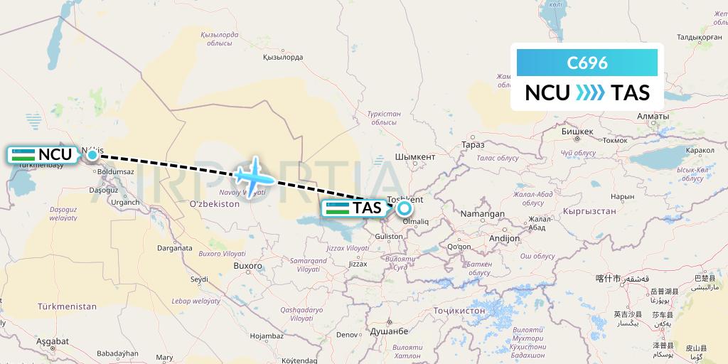 C696 Capitol Air Express Flight Map: Nukus to Tashkent
