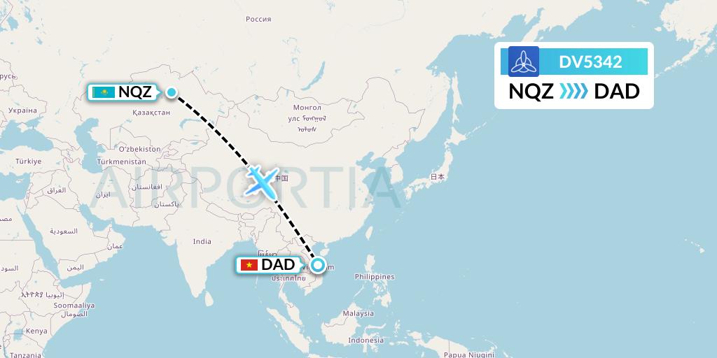 DV5342 SCAT Flight Map: Astana to Da Nang
