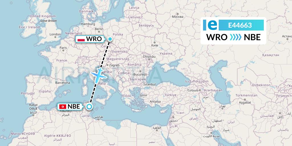 E44663 Estelar Latinoamerica C.A. Flight Map: Wroclaw to Enfidha