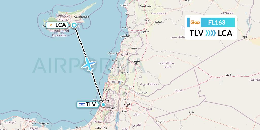 FL163 AirTran Flight Map: Tel Aviv to Larnaca