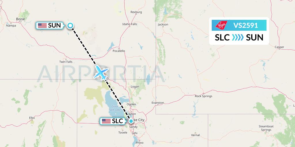 VS2591 Virgin Atlantic Airways Flight Map: Salt Lake City to Hailey