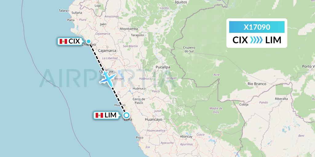 X17090 Nik Airways Flight Map: Chiclayo to Lima