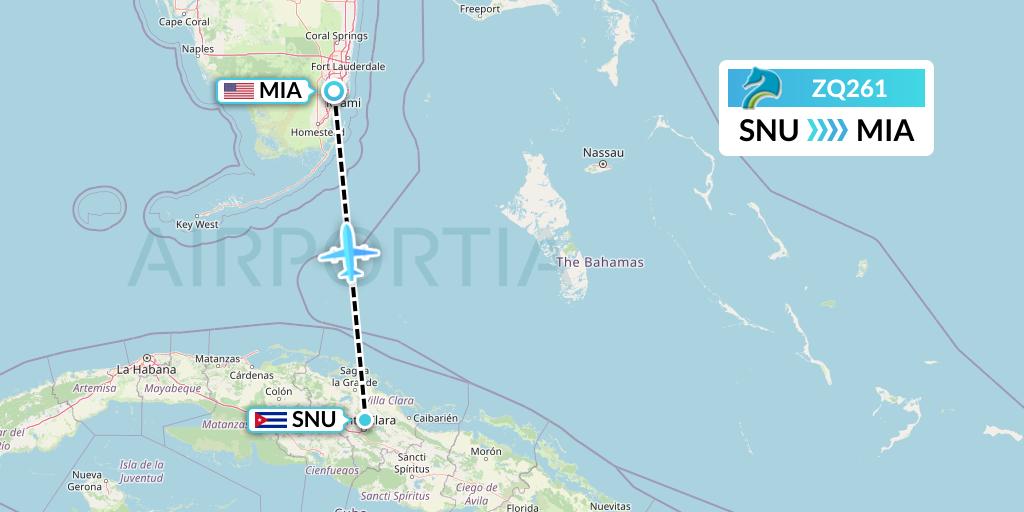 ZQ261 Azman Air Flight Map: Santa Clara to Miami