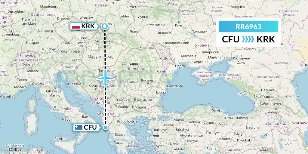 RR6963 Royal Air Force Flight Map: Corfu to Krakow