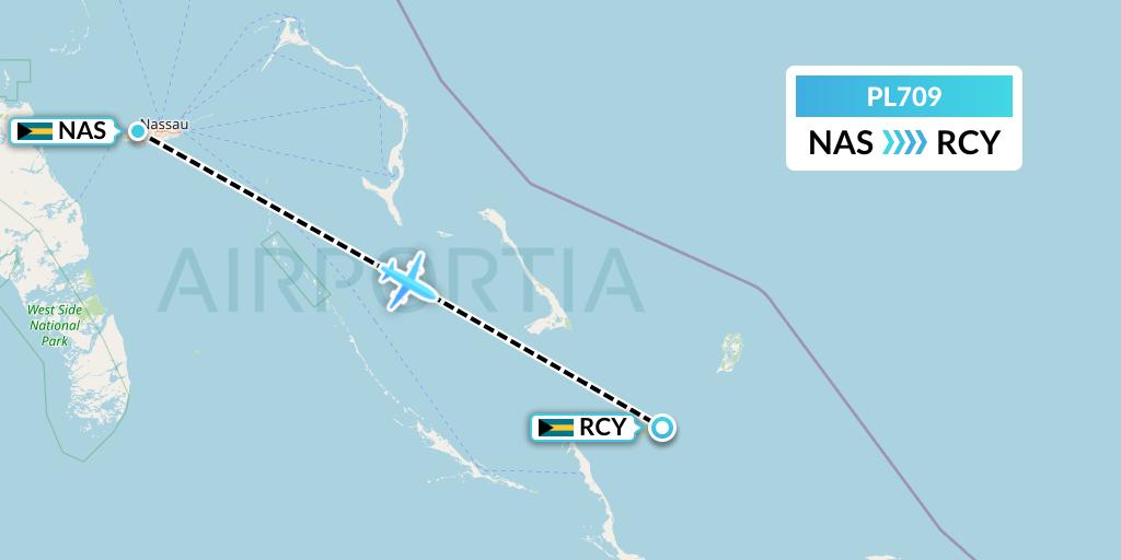 PL709 Southern Air Charter Flight Map: Nassau to Bahamas