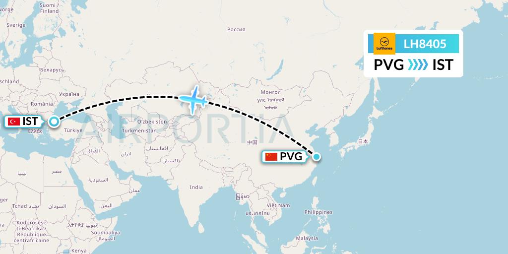 LH8405 Lufthansa Flight Map: Shanghai to Istanbul