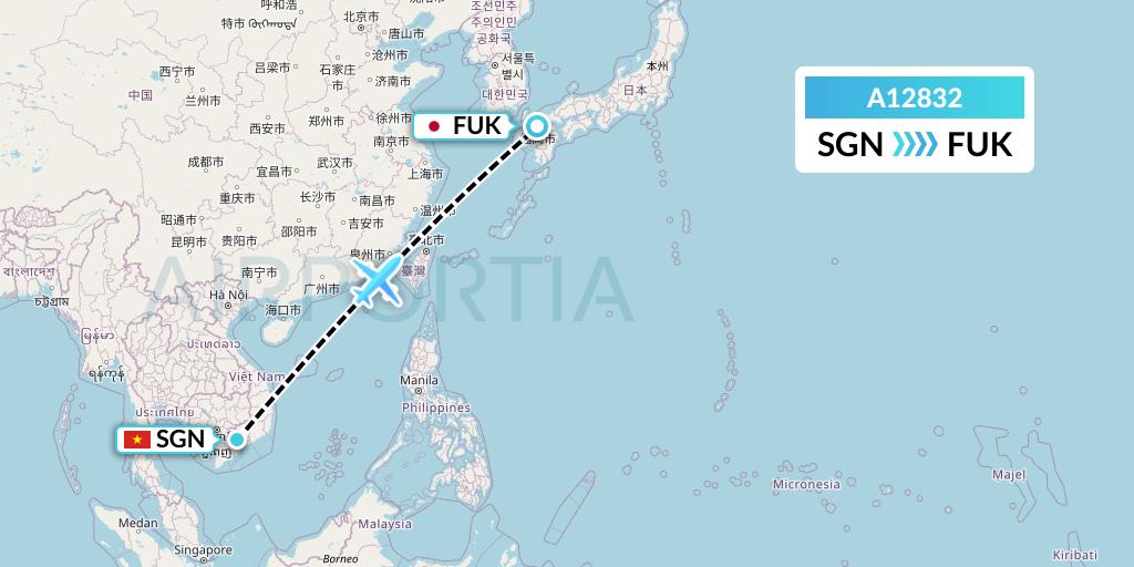 A12832 A.p.g. Distribution Systems Flight Map: Ho Chi Minh City to Fukuoka