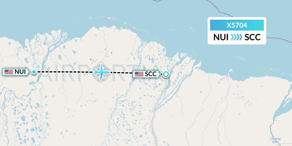 X5704 Ten Airways Flight Map: Nuiqsut to Deadhorse