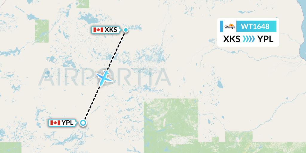 WT1648 Swiftair Flight Map: Kasabonika to Pickle Lake