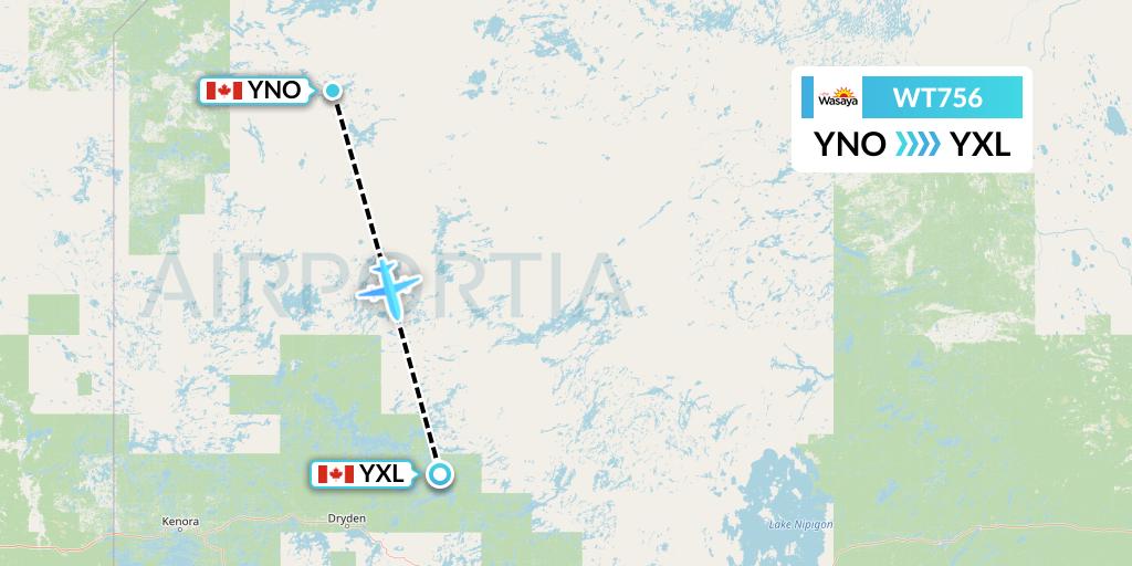 WT756 Swiftair Flight Map: North Spirit Lake to Sioux Lookout