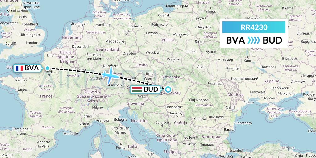 RR4230 Royal Air Force Flight Map: Paris to Budapest