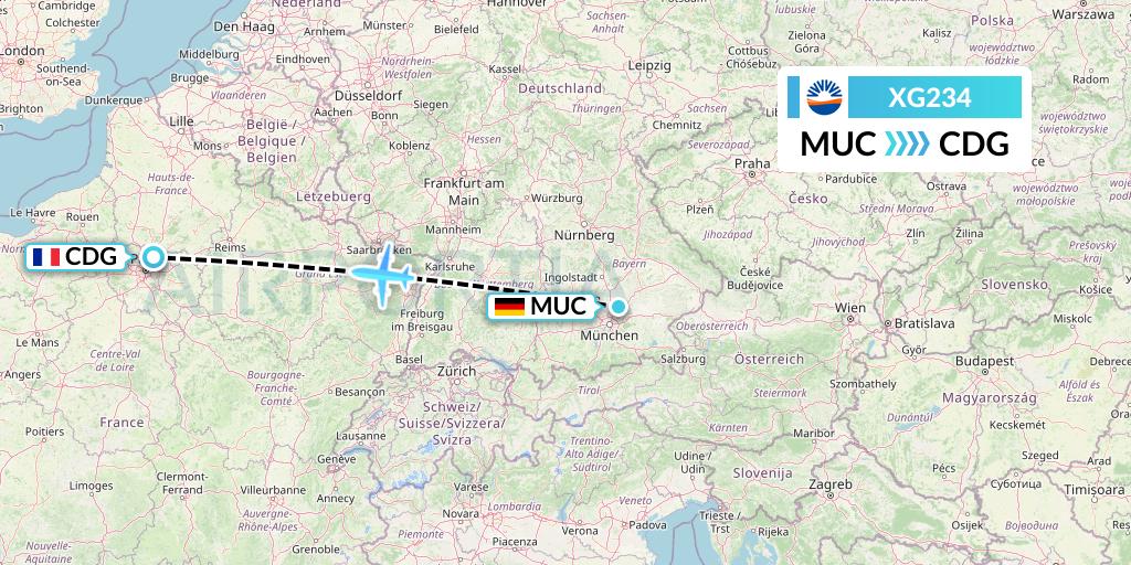 XG234 SunExpress Deutschland Flight Map: Munich to Paris