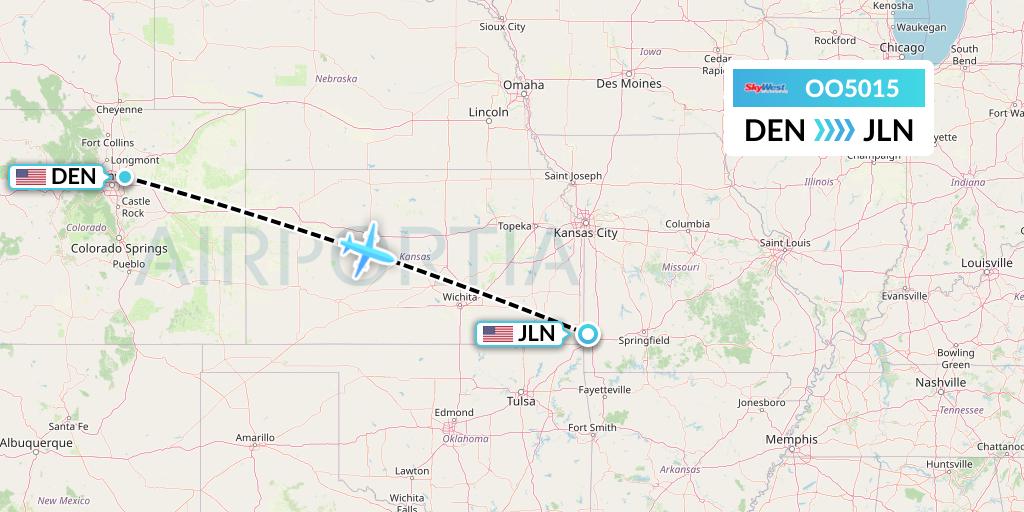 OO5015 SkyWest Airlines Flight Map: Denver to Joplin