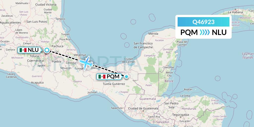 Q46923 Euroairlines Flight Map: Mexico to Reyes Acozac