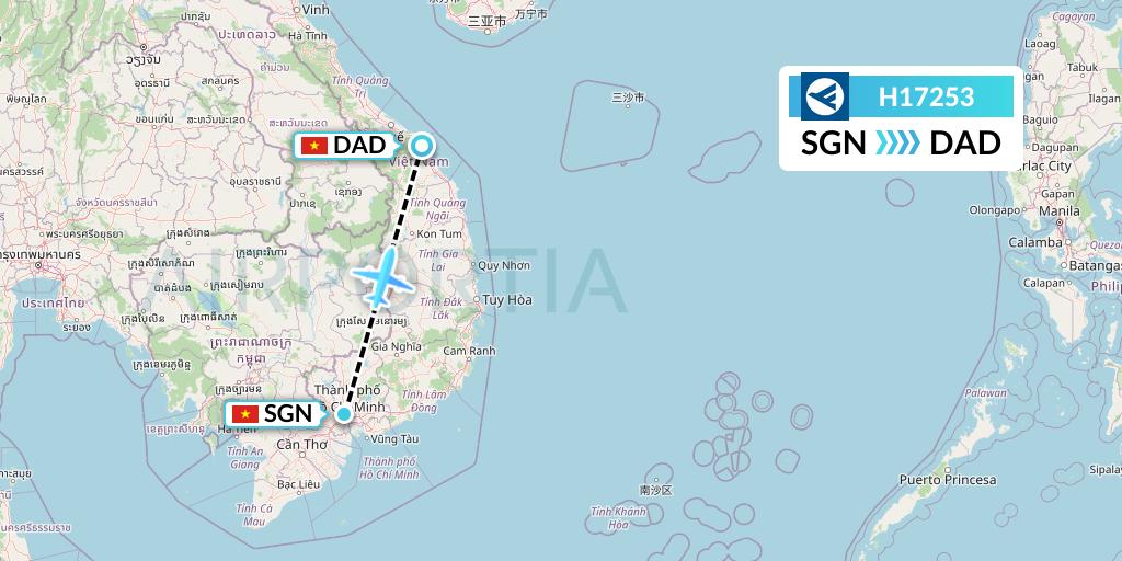 H17253 Hahn Air Systems Flight Map: Ho Chi Minh City to Da Nang