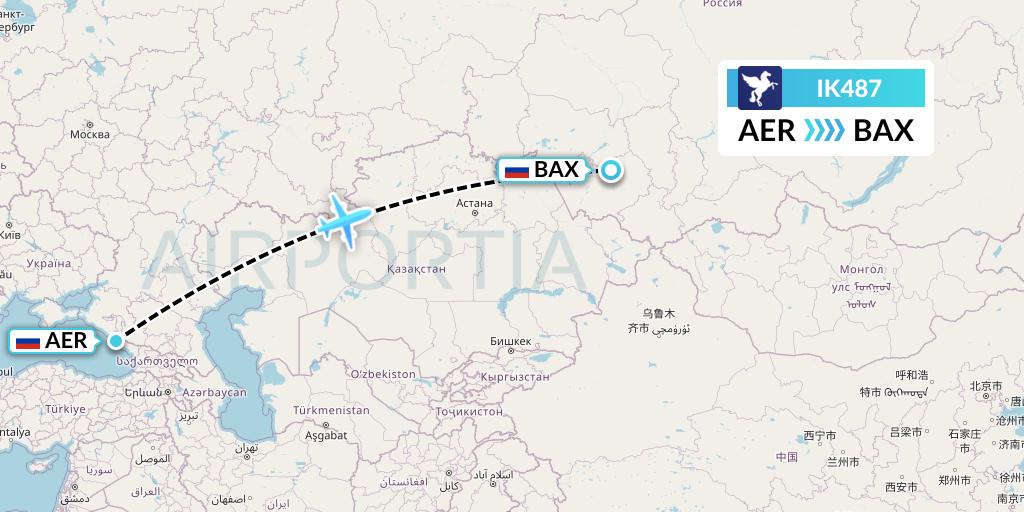 IK487 Air Kiribati Flight Map: Sochi to Barnaul