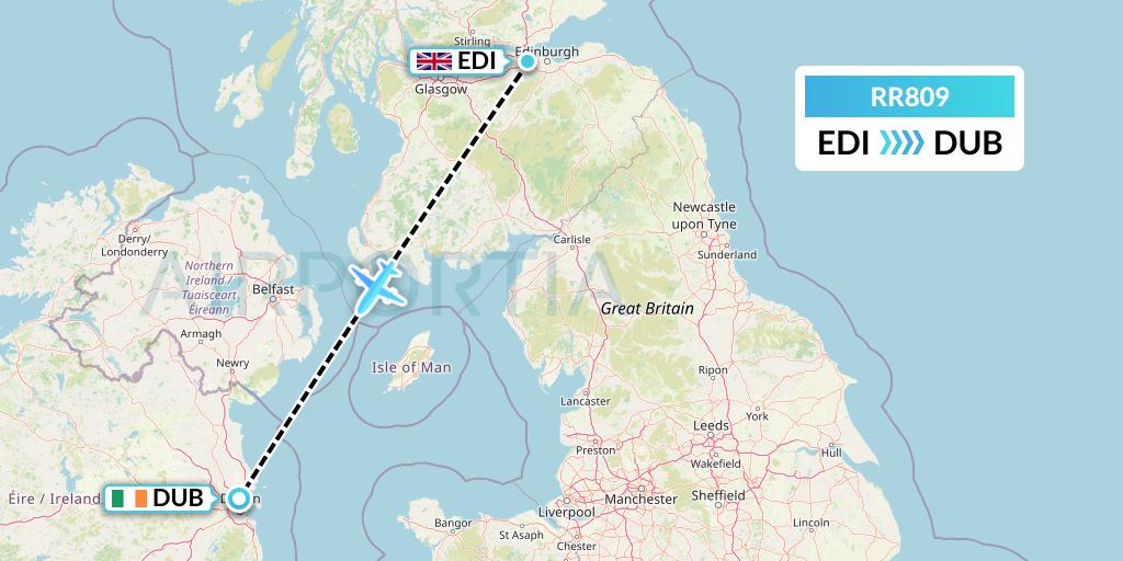 RR809 Royal Air Force Flight Map: Edinburgh to Dublin