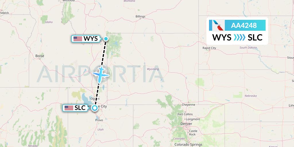 AA4248 American Airlines Flight Map: West Yellowstone to Salt Lake City