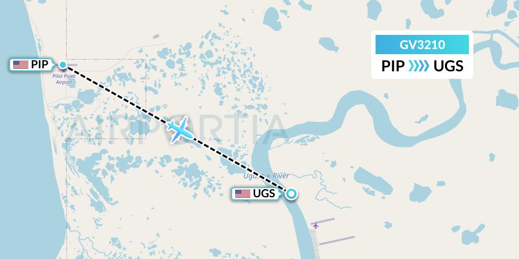 GV3210 Grant Aviation Flight Map: Pilot Point to Ugashik