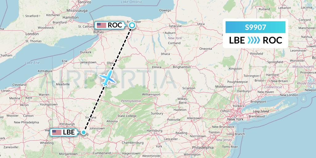 S9907 Flybig Flight Map: Latrobe to Rochester