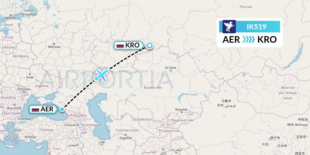 IK519 Air Kiribati Flight Map: Sochi to Kurgan