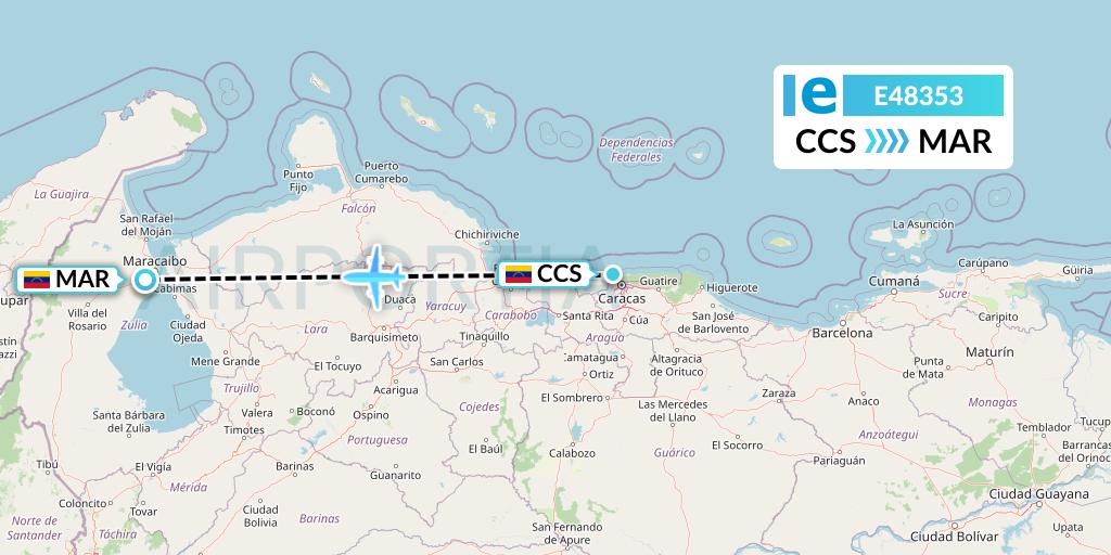 E48353 Estelar Latinoamerica C.A. Flight Map: Caracas to Maracaibo