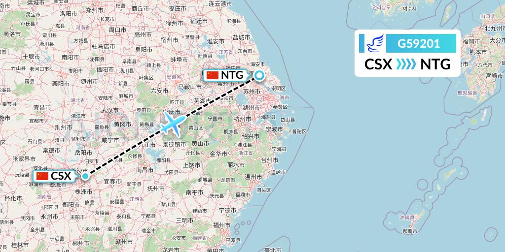 G59201 China Express Airlines Flight Map: Changsha to Nantong