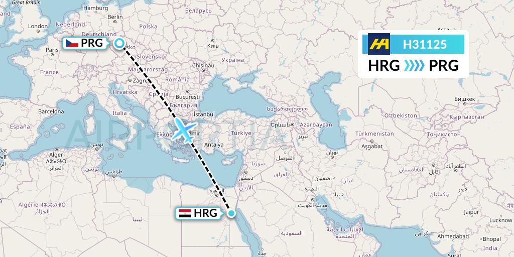 H31125 Harbour Air Flight Map: Hurghada to Prague
