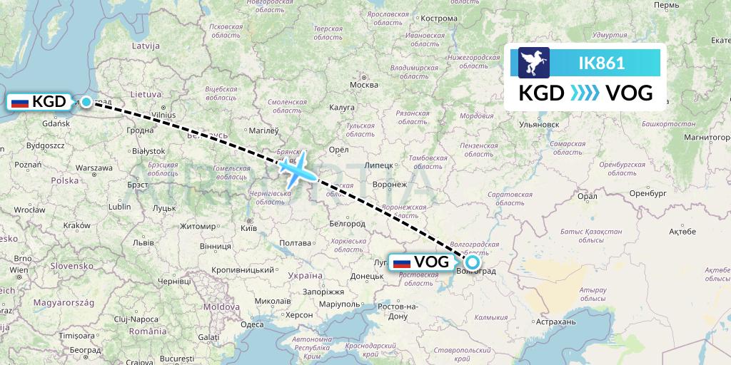 IK861 Air Kiribati Flight Map: Kaliningrad to Volgograd