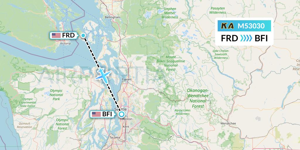 M53030 Kenmore Air Flight Map: Friday Harbor to Seattle